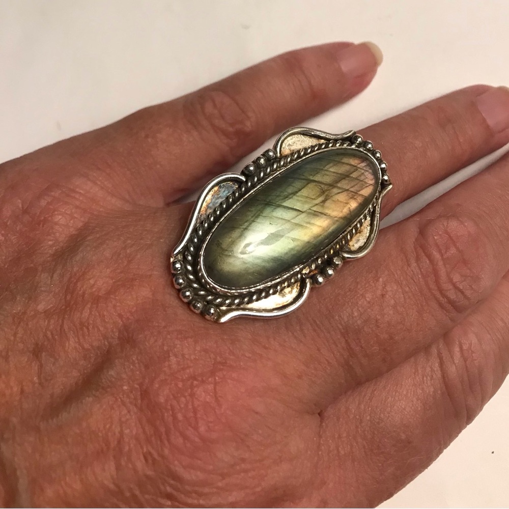 Labradorite Stamped 925 Sterling Silver Ring